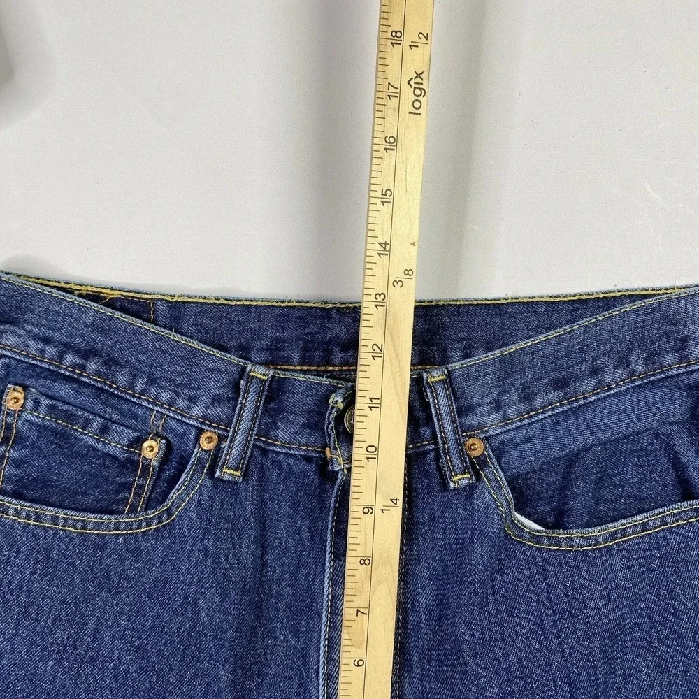 Levis 505 Regular Fit Jeans 32x34 Blue Distressed Raw Hem Straight Leg